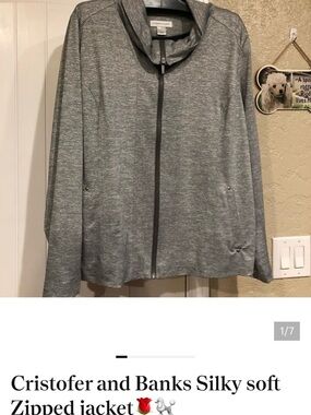 Christopher & Banks Women's Grey Zip-Up Varsity Jacket